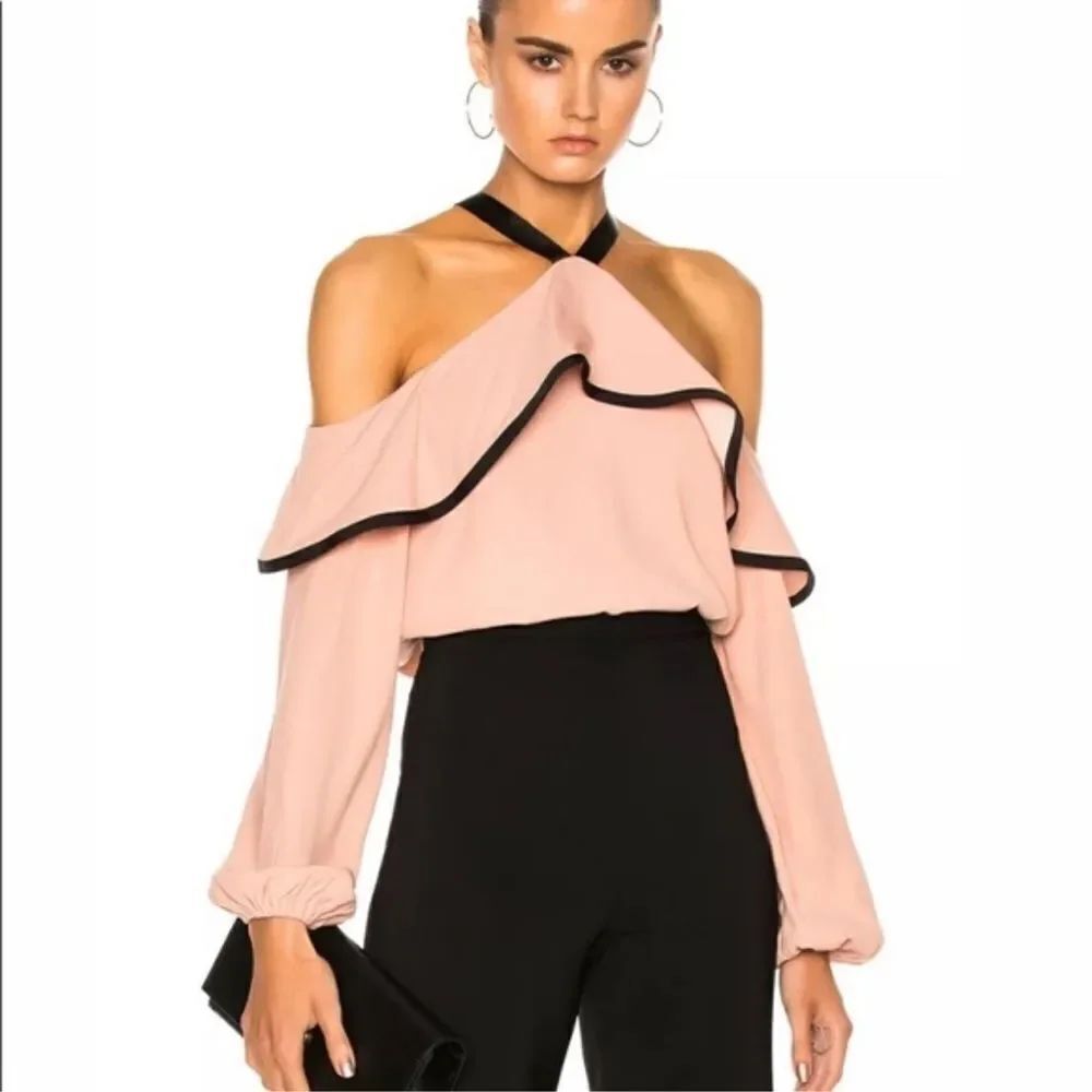 NWT Alexis Malia Off- Shoulder Blush Rose Ruffle Blouse XS Revolve